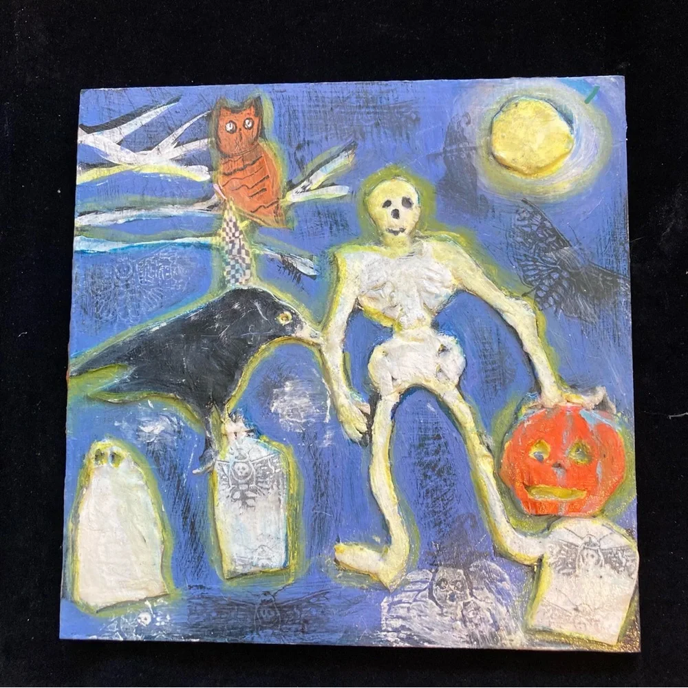 Vintage Inspired Handmade Halloween Paper Clay/Wood 12” Painting Pumpkin…